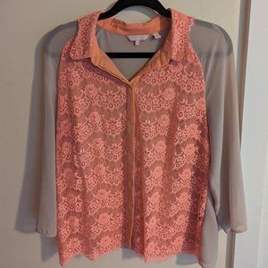 Ted Baker lace front blouse, used size 4